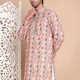 Jompers Men Geometric Printed Chikankari Kurta-32