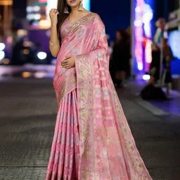 Blissta Organza Woven Design Zari Banarasi Saree-image-70