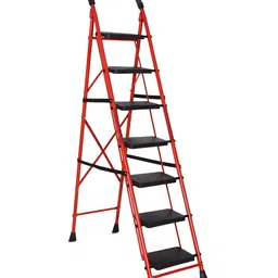 Parasnath Black & Red Power-Coated Strong & Anti-Skid Foldable 7-Step Ladder-picture-23