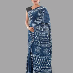 HANDICRAFT PALACE Paisley Pure Cotton Block Print Saree-image-43