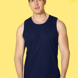WOOSTRO Pack Of 2 Scoop Neck Ultra-Soft Gym Vests VWS26(ALONE YELLOW)(PLAIN NAVY)-image-60