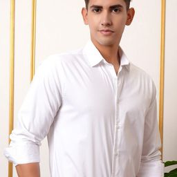 URBANICE Classic Slim Fit Spread Collar Long Sleeves Cotton Formal Shirt-image-32
