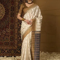 Mitera Ethnic Motifs Silk Blend Ikat Saree-picture-7