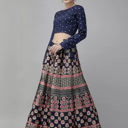 Mr Y Printed Thread Work Semi-Stitched Lehenga & Unstitched Blouse With Dupatta image 3
