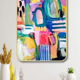 Livin'luxe Blue & Yellow Wooden Abstract Painting Wall Art-image-59