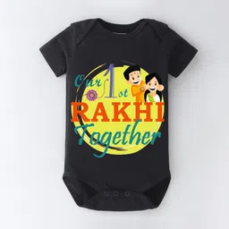 BLUSHES Infants Raksha Bandhan Printed Pure Cotton Bodysuit-37