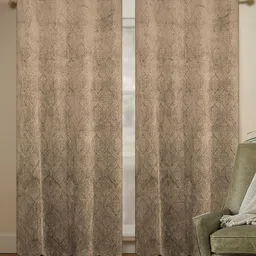IVAZA Brown Velvet Long Door Curtains-39