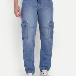 COSMIC Men Relaxed Straight Leg Loose Fit Cargos Trousers-image-78