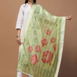 Kaizen TEXO FAB Ethnic Motifs Printed Organza Dupatta-90
