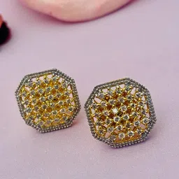 Anouk Gold-Plated Artificial Stones Studded Square Shaped Studs-picture-18