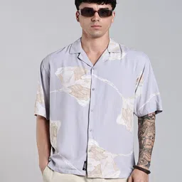 PAUL STREET Tropivo Abstract Printed Cuban Collar Comfort Boxy Casual Shirt-image-98