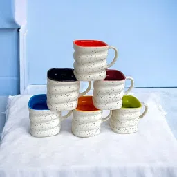 Pack of 6 Pottery Ceramic Beautiful, Multicolor Tea/Coffee Cups, Best For HOME/OFFICE(Set of 6)-image-77