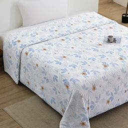 Story@home Blue & White Floral AC Room 600 GSM Single Bed Blanket-image-73