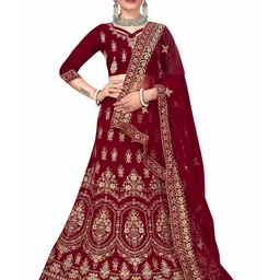 Maroosh Embellished Thread Work Unstitched Lehenga & Blouse With Dupatta-picture-56