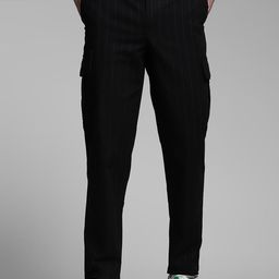 Jack & Jones Men Striped Tapered Fit Cargos Trousers-picture-25