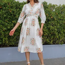 Zink London Floral Printed Empire Dress-image-9