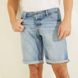 GUESS Men Regular Fit Mid-Rise Denim Shorts-image-25