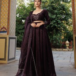 Ragavi Embroidered Mirror Work Ready to Wear Lehenga & Blouse With Dupatta-11