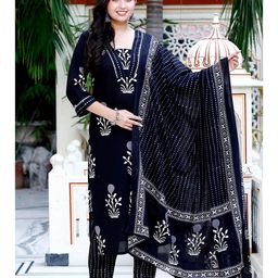 Doriyaan Women Floral Printed Regular Gotta Patti Pure Cotton Kurta with Palazzos & With Dupatta-picture-13