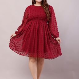 HELLO DESIGN Georgette Fit & Flare Midi Dress-image-65