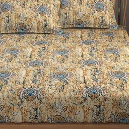 FURNOFY Beige Ethnic Motifs Printed 130 GSM King Superfine Bedsheet with 2 Pillow Covers-picture-21