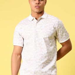 V-Mart Men Printed Polo Collar Raw Edge T-shirt-image-25