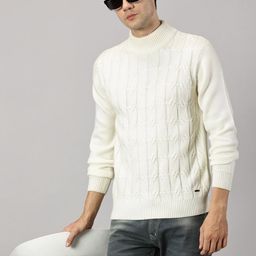 BLACK BUCK Men Cable Knit Woollen Pullover-image-76