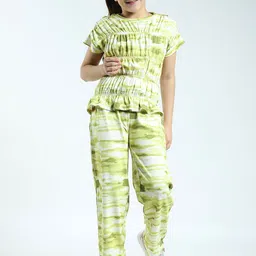 Monte Carlo Girls Tie & Dye Printed Round Neck Top & Trouser-image-33