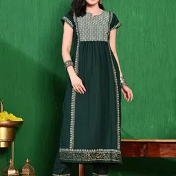 Sangria Printed Kurta With Trousers & Dupatta-58