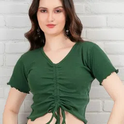 TEEMOODS Women V-Neck Cotton Crop Top-image-54