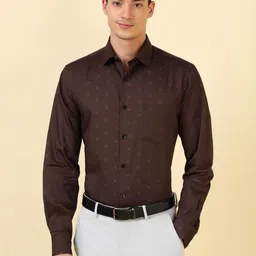 Allen Solly Slim Fit Floral Printed Spread Collar Pure Cotton Formal Shirt-picture-10