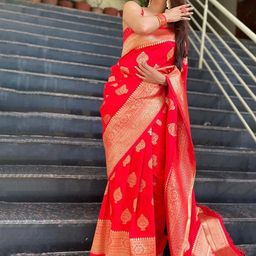 AMRUTKALA SAREES Woven Design Zari Silk Blend Banarasi Saree-picture-14