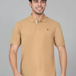Cantabil Men Solid Polo Collar Cotton T-shirt-image-74