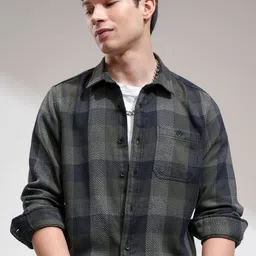 HIGHLANDER Men Slim Fit Checked Casual Shirt-picture-12