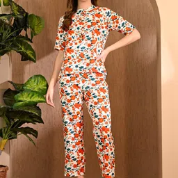 SUNEKH Floral Printed Mandarin Collar Top & Trouser-picture-35