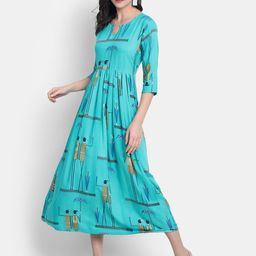 Moda Rapido Women Tribal Print A-Line Midi Dress-image-99