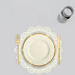 Kuber Industries Set Of 2 Cream-Coloured Cotton Round Plain Net Placemats image 2