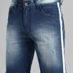 Campus Sutra Men Washed Regular Fit Light-Washed Mid-Rise Denim Shorts-image-62