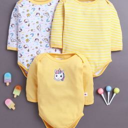 BUMZEE Girls Pack Of 3 Printed Cotton Bodysuits-picture-33