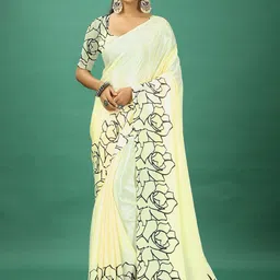 VIRENDRA TEXTILES Women Floral Printed Pure Crepe Saree-image-21