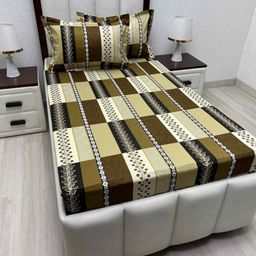 Pure Decor Lounge Fur Brown Printed 300TC Pure Cotton Single Bedsheet Set 1.73 m x 2.36 m-image-67