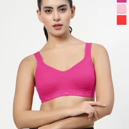 LILY Pack Of 3 Full Coverage Seamless Non Padded Sports Bra-image-3