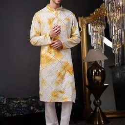 Vardha Men Embroidered Mirror Work Indie Prints Kurta-picture-24