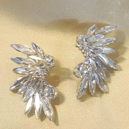 DKane Designs Gold-Plated Artificial Stones Contemporary Shaped Drop Earrings-17