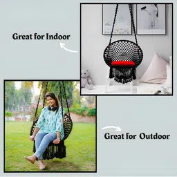 Swingzy Black & Red Hammock Hanging Swing With Cushion image 4