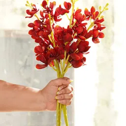 Pure Home and Living Red & Green Orchid Artificial Flower-image-78