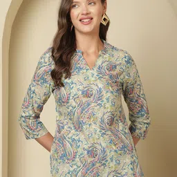 Anouk Print Mandarin Collar Cotton Top-picture-36