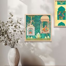Kotart Cream-Coloured & Green Set of 2 Piece Wood Abstract Wall Paintings-picture-25