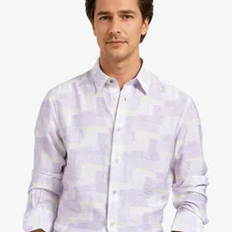 RARE RABBIT Men Comfort Spread Collar Abstract Printed Casual Shirt-image-40