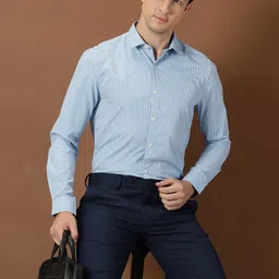 INVICTUS Men Blue Original Slim Fit Micro Checks Opaque Checked Formal Shirt-image-91